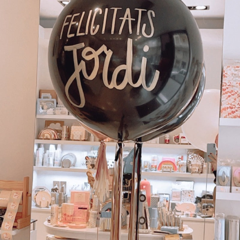 Globo L hinchado negro cola foil y Lettering <br> (sólo Barcelona)</br>