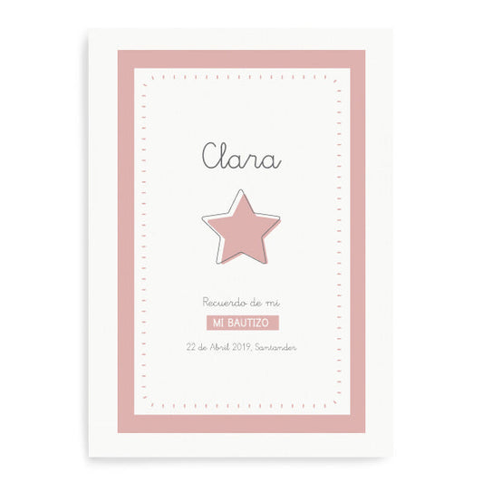 Imprimible lámina personalizada estrella rosa