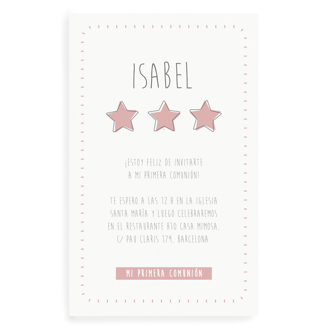 Invitaciones estrella rosa personalizadas