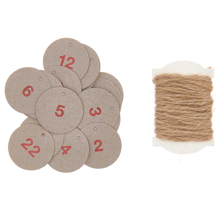 Etiquetas gris números calendario de adviento / 24 uds.