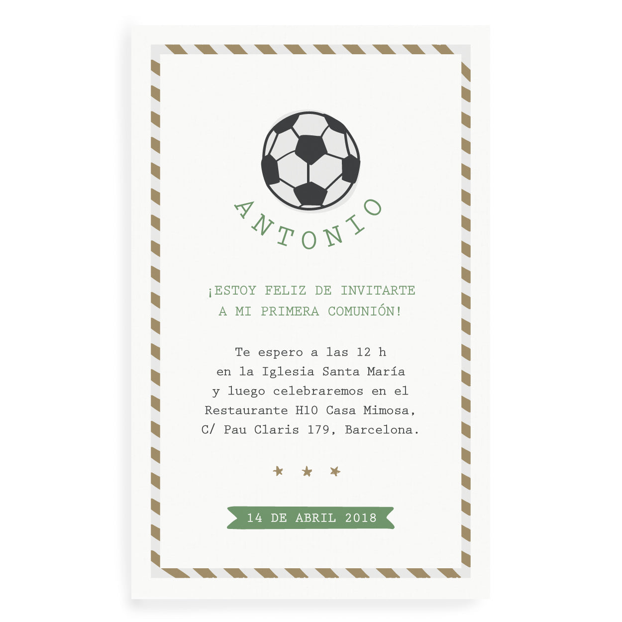 Invitaciones Fútbol personalizadas