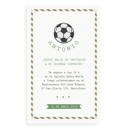 Invitaciones Fútbol personalizadas