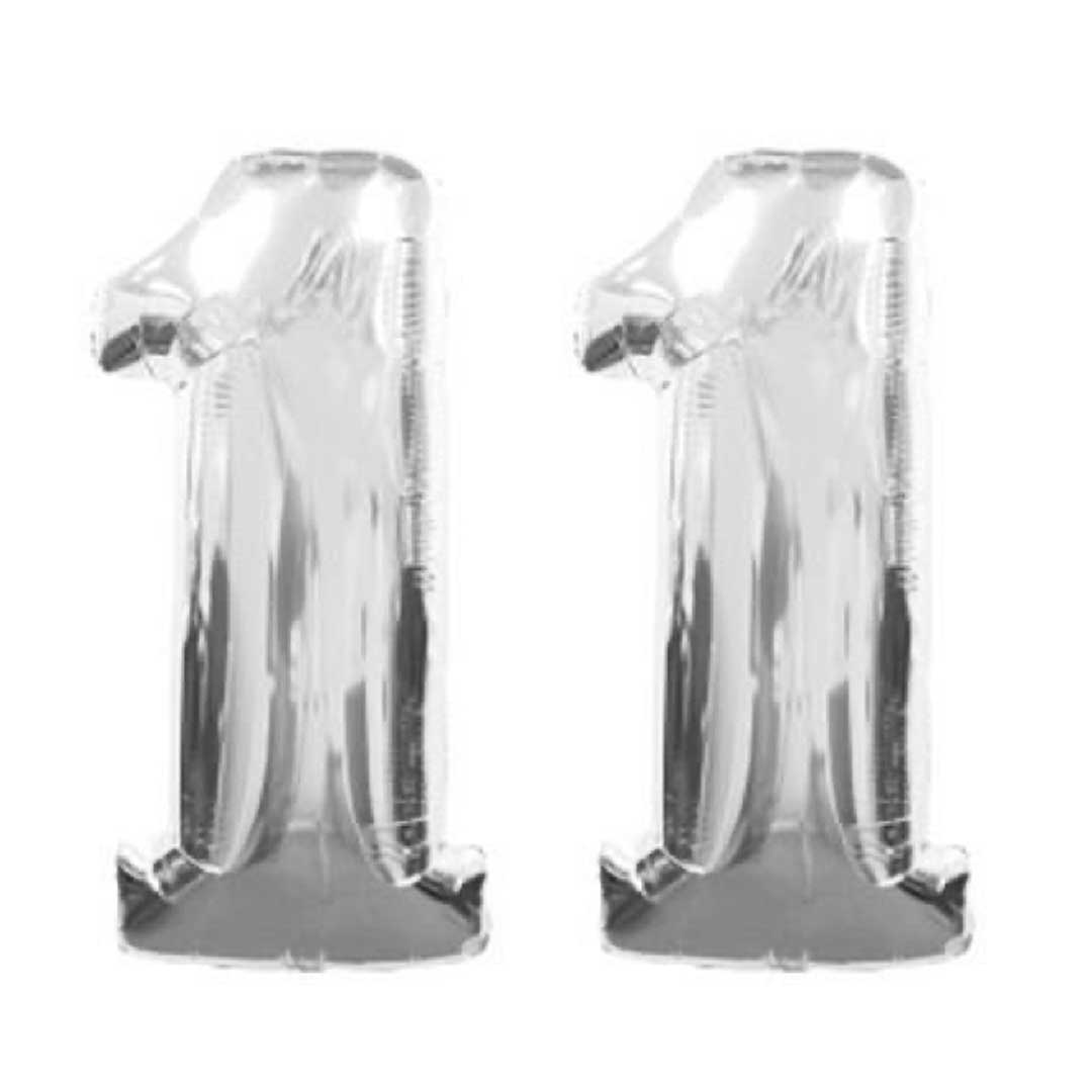 Globos números plata hinchados con helio XL <br>(solo Barcelona)