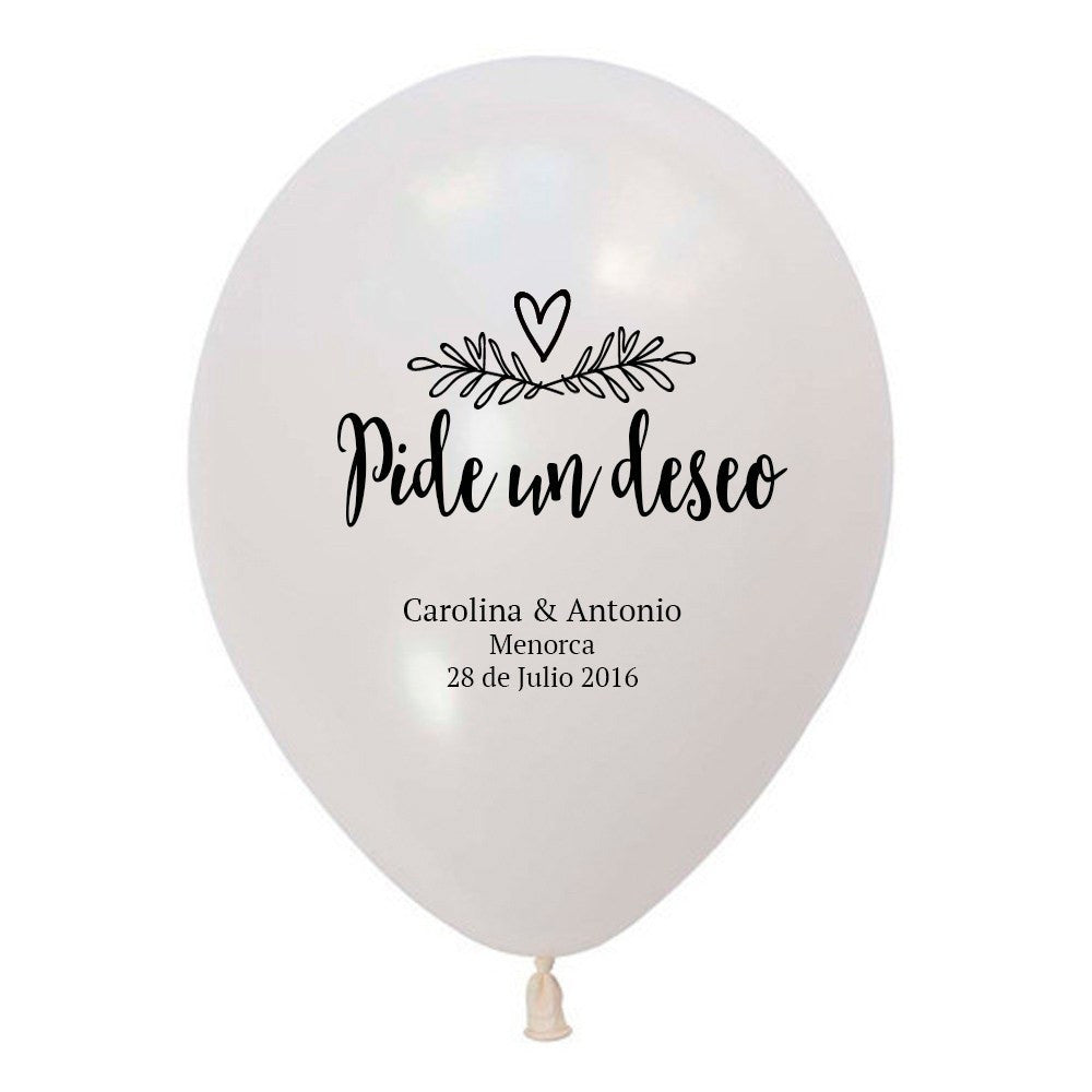 Globos personalizado "Pide un deseo" caligrafía / 500 uds. - La Fiesta de Olivia - 1