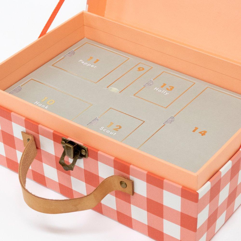 Calendario de Adviento maleta perritos