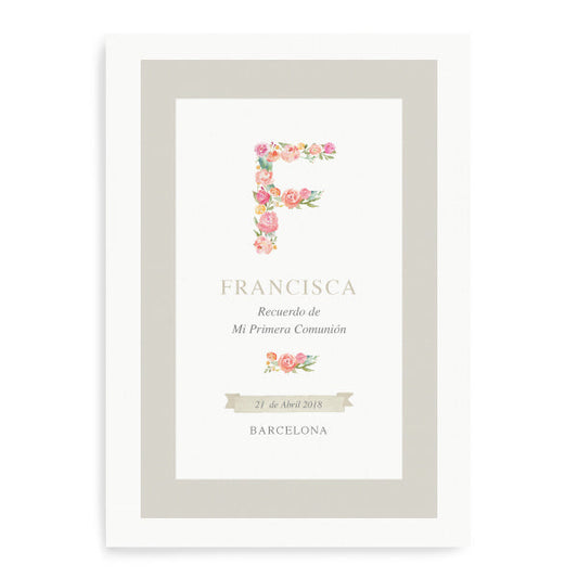 Imprimible lámina personalizada inicial en flor