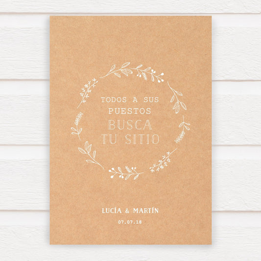 Cartel Seating Plan Invernadero K&W personalizado