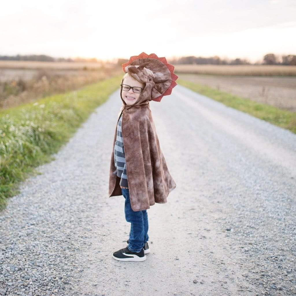 Disfraz capa dinosaurio Triceratops marrón