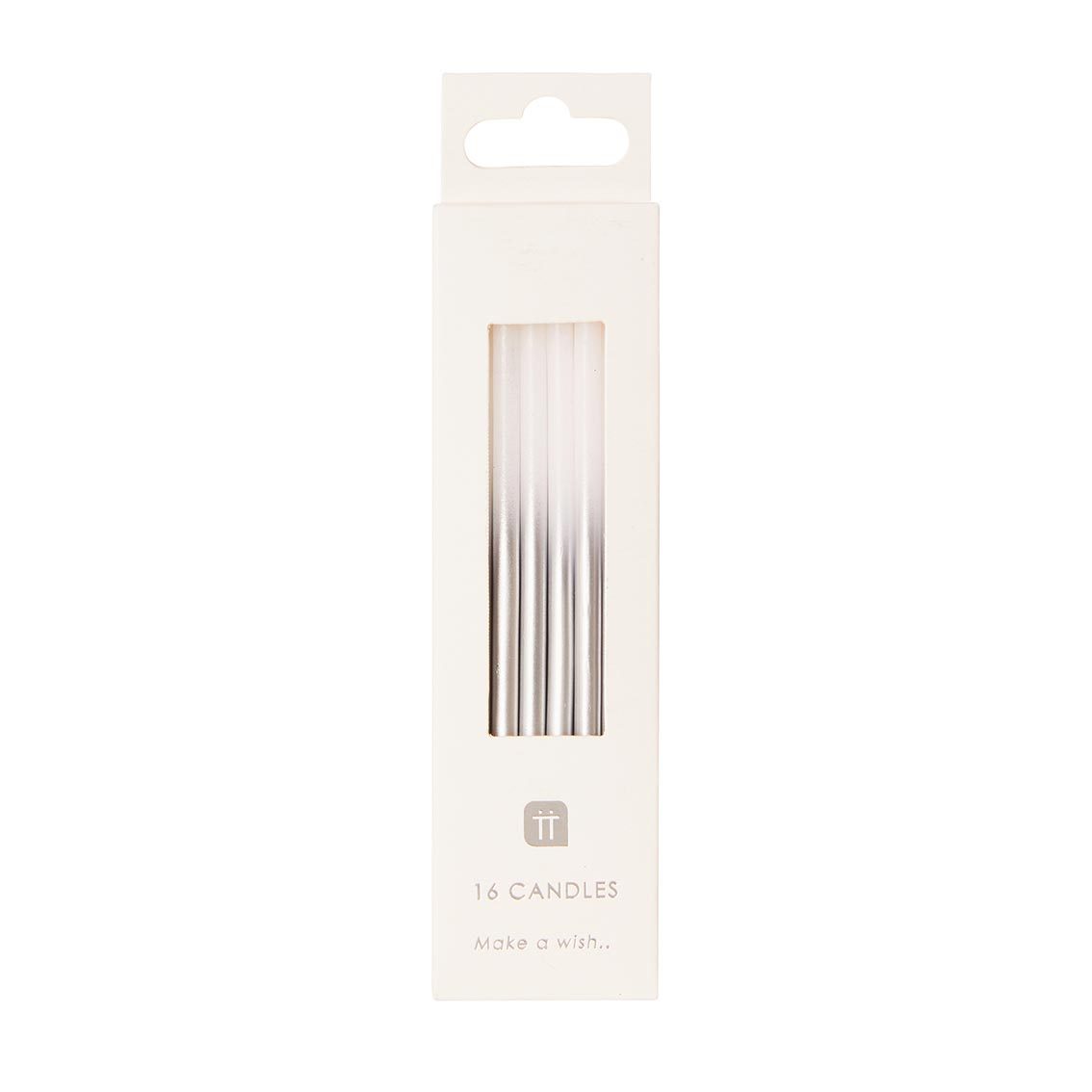 Velas degradé plata M / 16 ud.