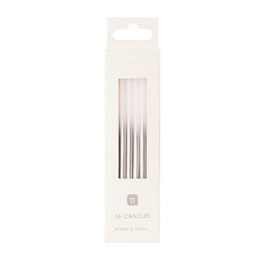 Velas degradé plata M / 16 ud.