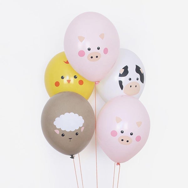 Globos Eco mix animales Granja / 5 uds.
