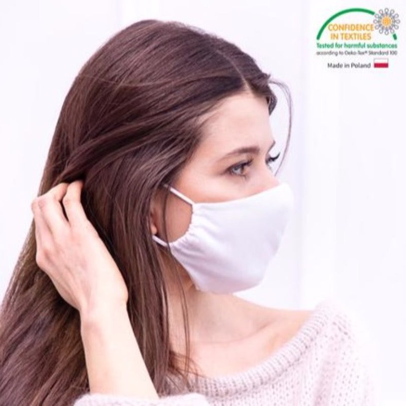 Mascarilla blanca adulto re-utilizable iones de plata