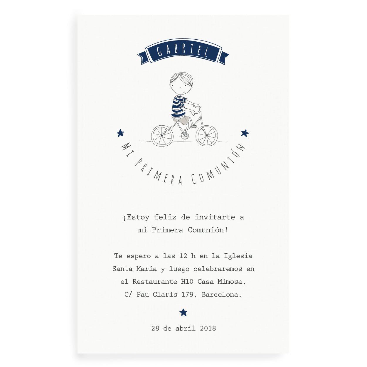 Invitaciones Niño Feliz personalizadas