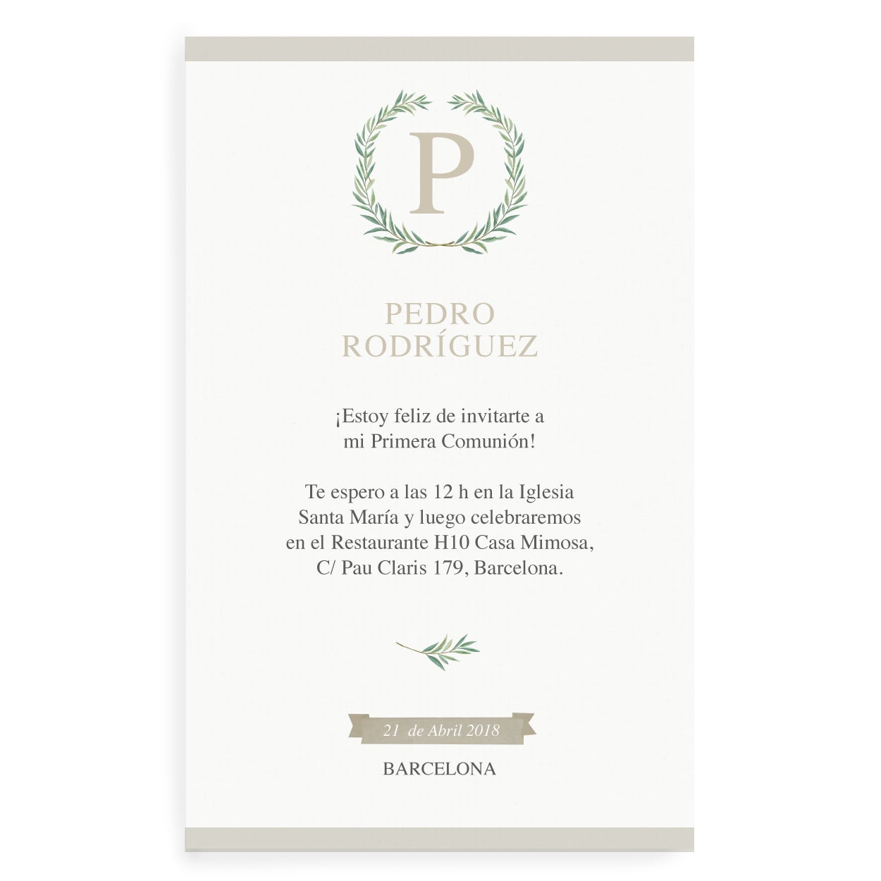 Invitaciones olivo personalizadas
