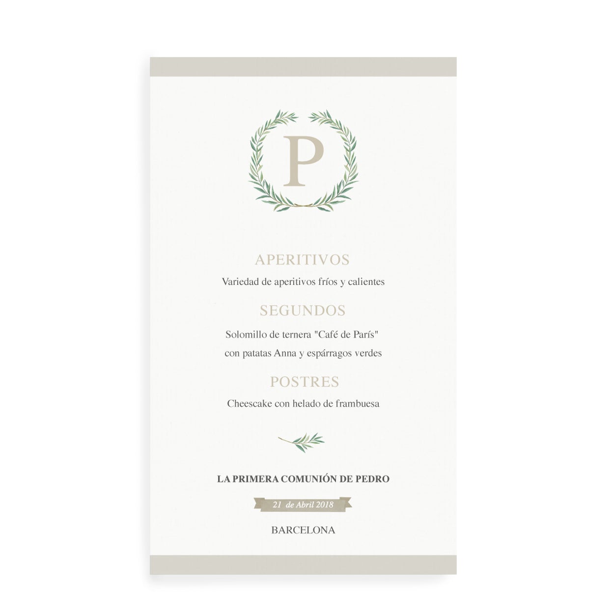 Menú personalizado olivo