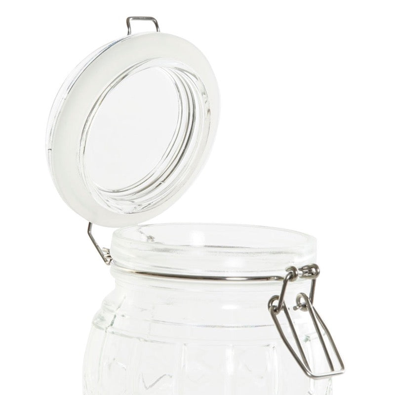 Bote vidrio labrado con tapa hermética L