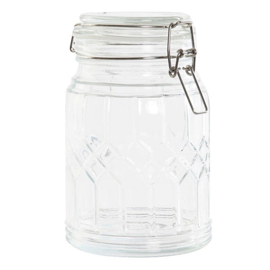 Bote vidrio labrado con tapa hermética M