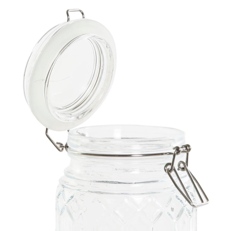 Bote vidrio labrado con tapa hermética S