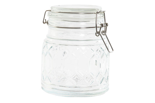 Bote vidrio labrado con tapa hermética S