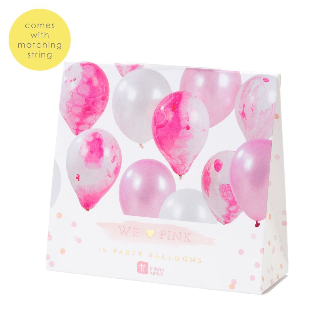 Kit globos mix rosa marmolado y cinta / 12 uds.