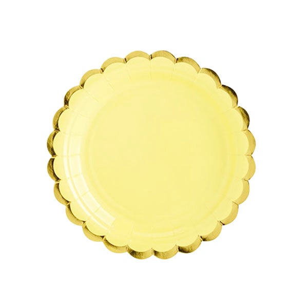 Plato amarillo vivo dorado / 6 uds.