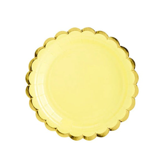 Plato amarillo vivo dorado / 6 uds.