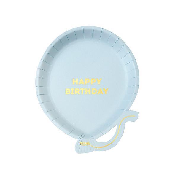 Plato azul globo Happy Birthday