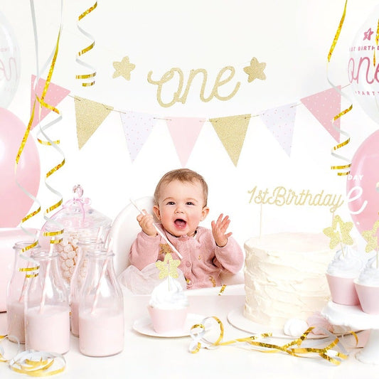 Kit deco party one rosa / 33 piezas