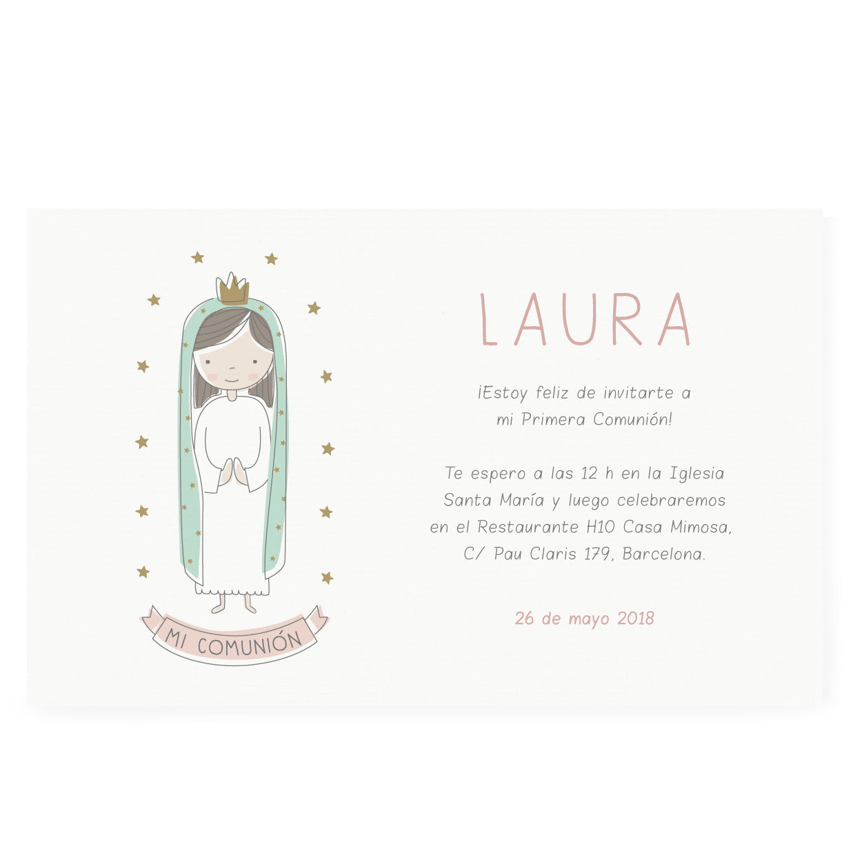 Invitaciones Virgen María personalizadas