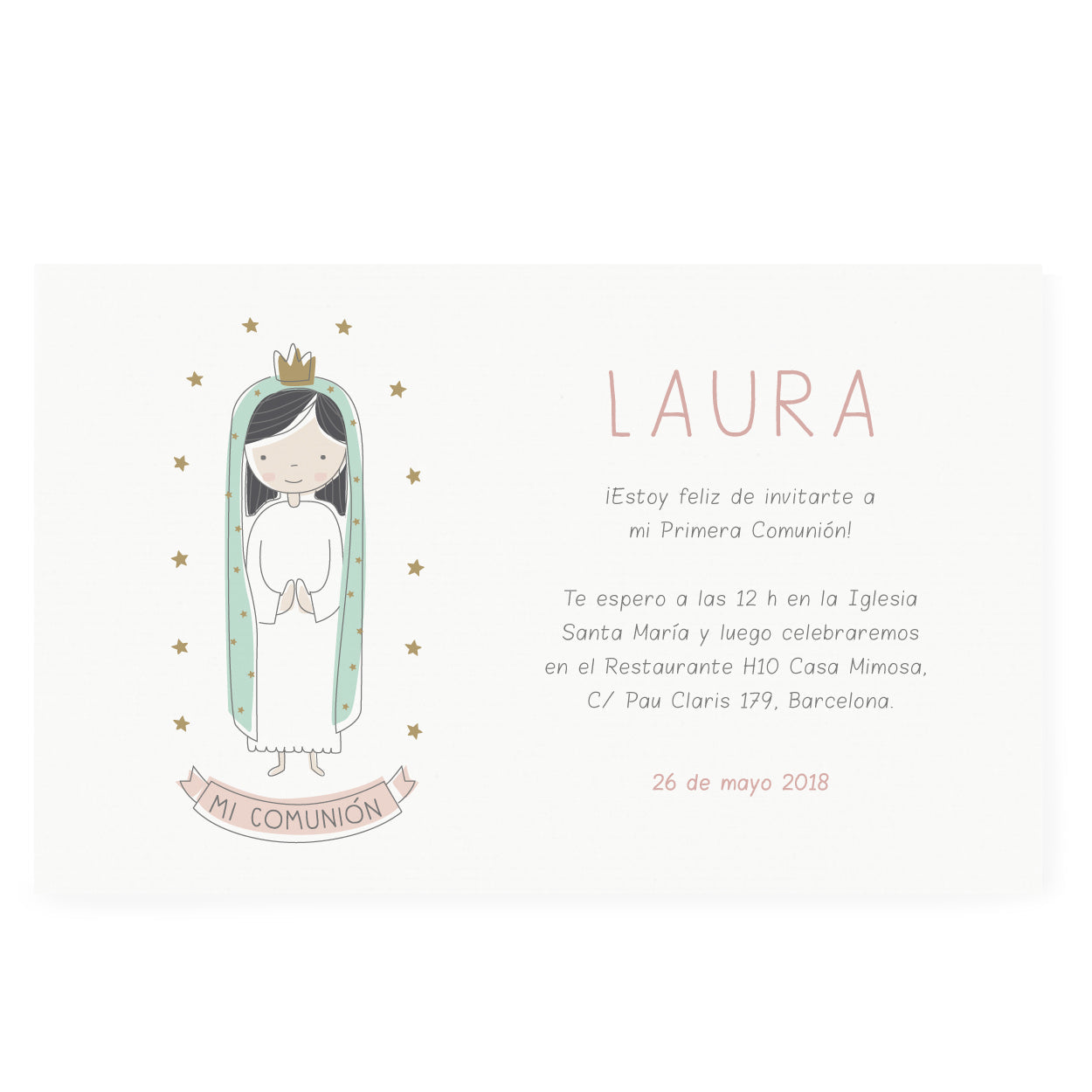 Invitaciones Virgen María personalizadas