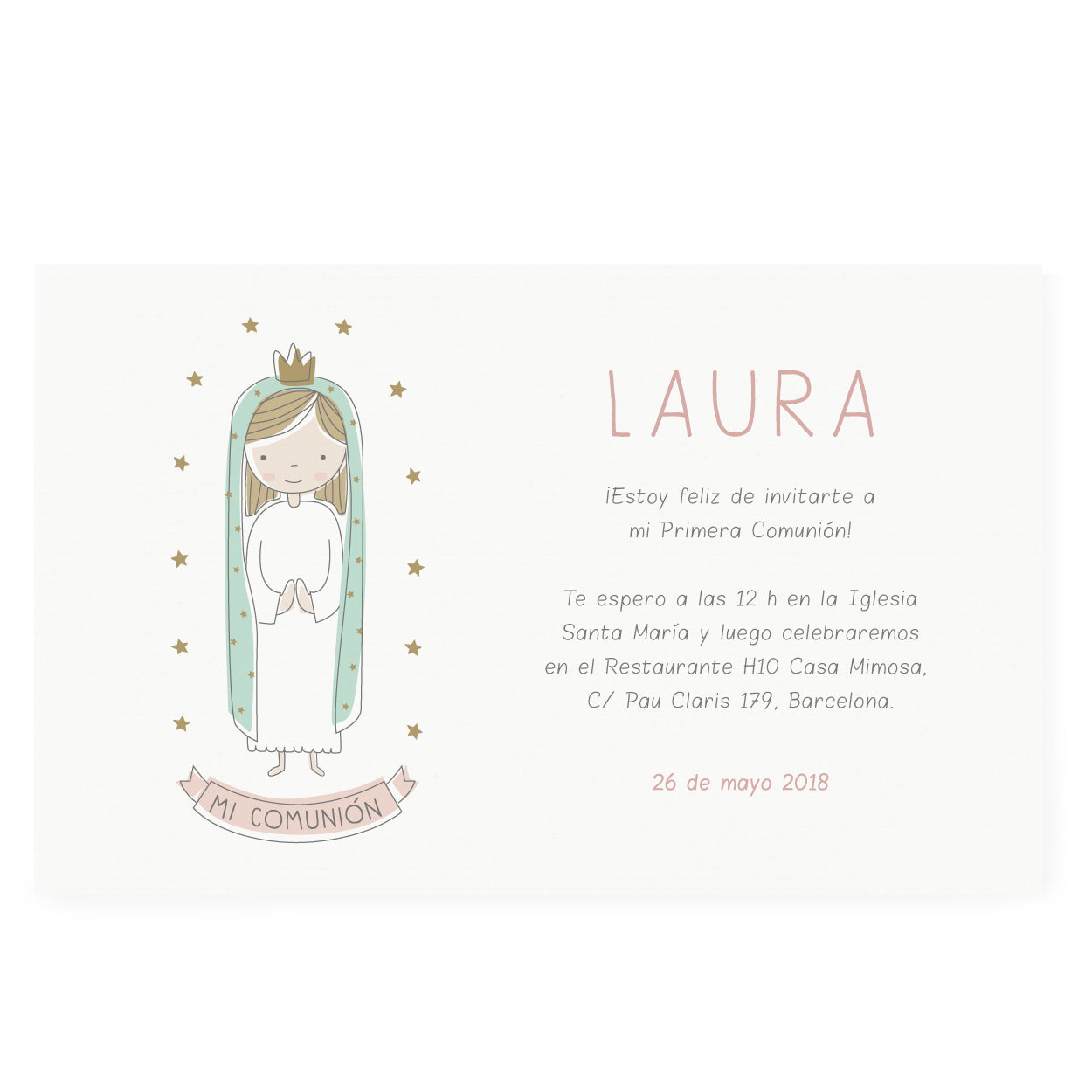 Invitaciones Virgen María personalizadas