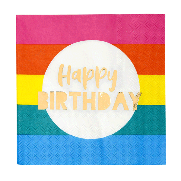 Servilleta multicolor Happy Birthday / 16 uds.