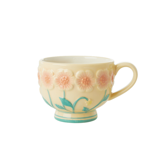 Tazón cerámica crema con flores