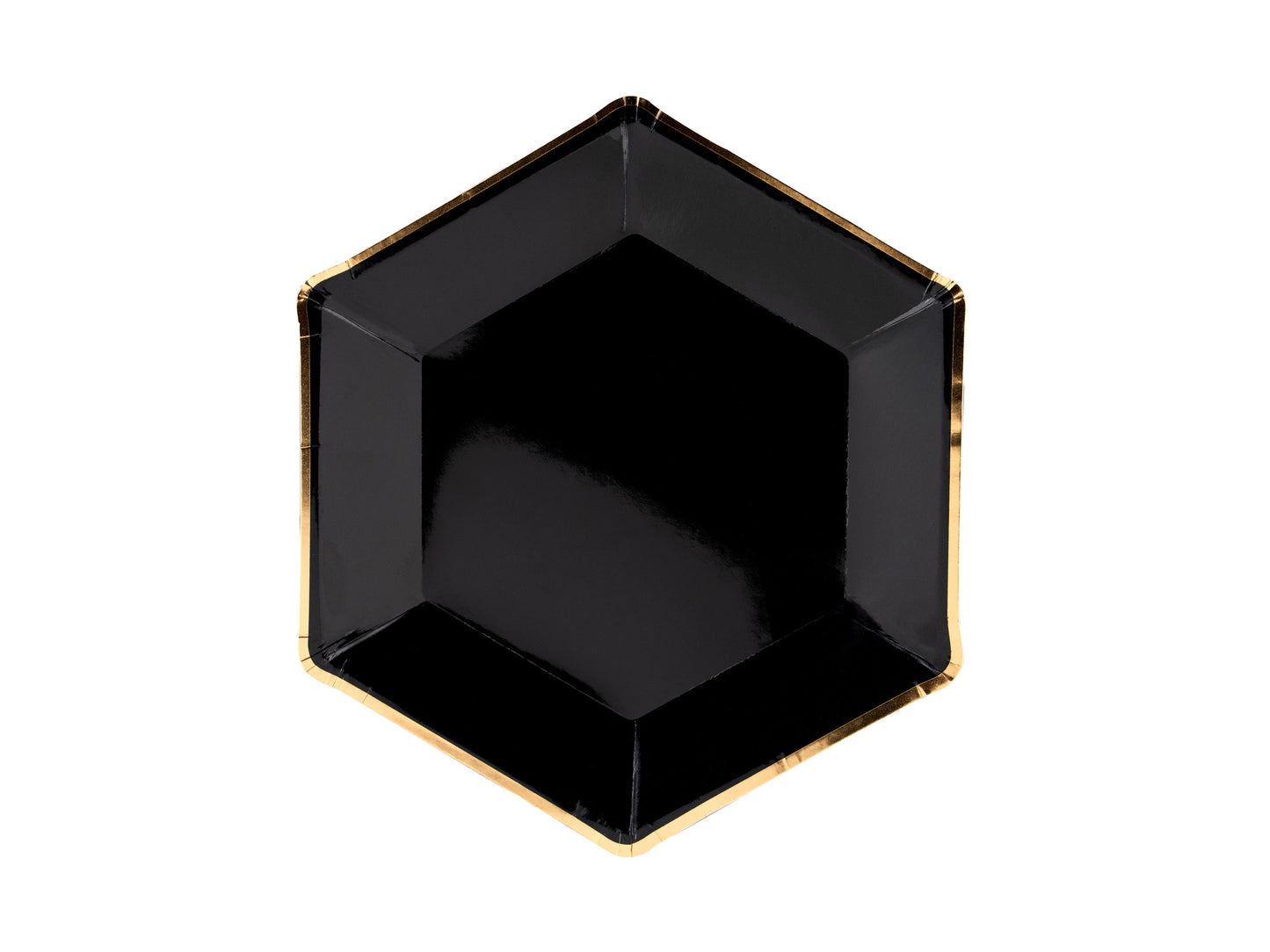 Platos hexagonales negro vivo dorado