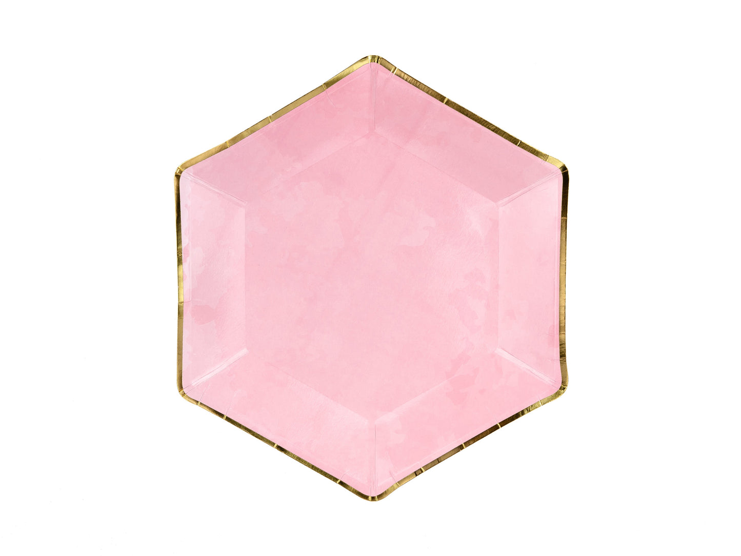 Platos hexagonales rosa vivo dorado