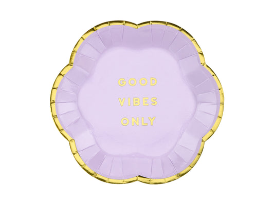 Platos mini lila sigla dorado