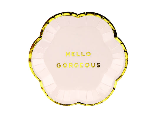 Platos mini rosa sigla dorado