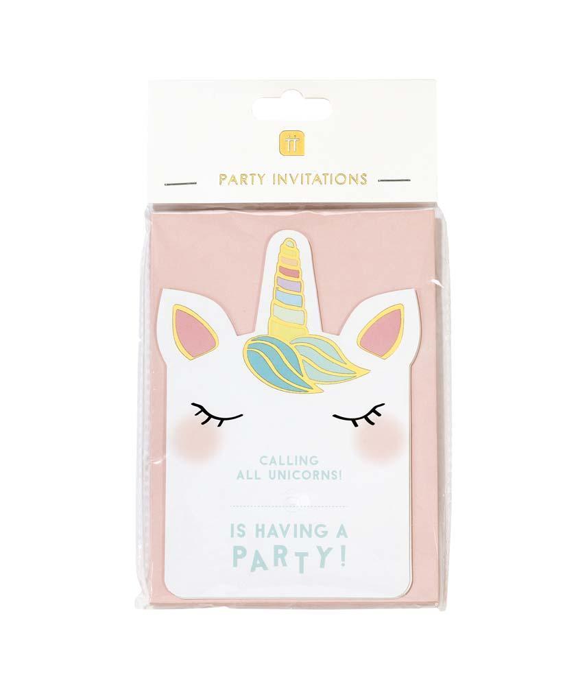 Invitaciones con sobre Unicornio / 8 uds.