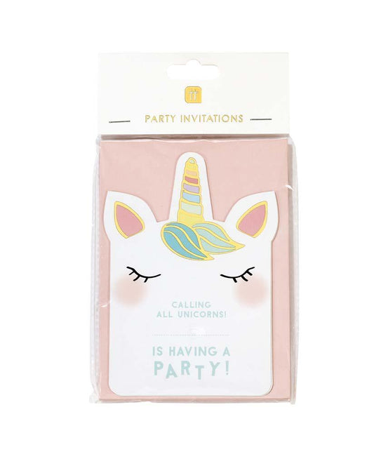 Invitaciones con sobre Unicornio / 8 uds.