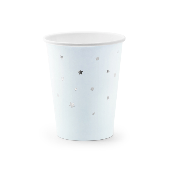 Vasos celeste estrellas plata / 6 uds.