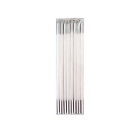 Velas largas bicolor blanco plata / 16 ud.
