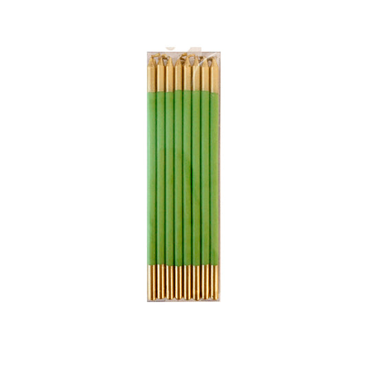 Velas largas bicolor verde hoja / 16 ud.