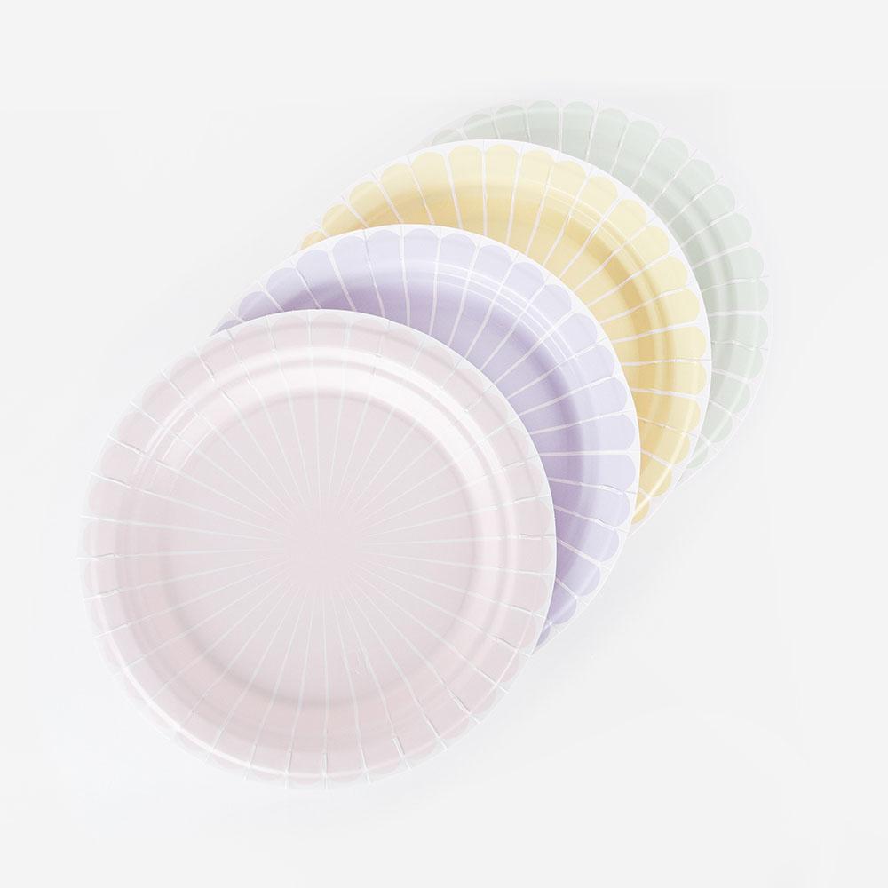 Platos Eco mix colores pastel / 8 uds.