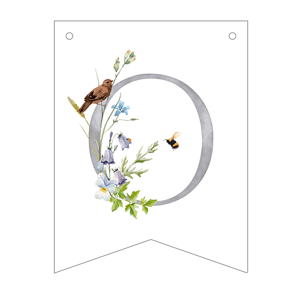 Guirnalda banderines letras pajaritos