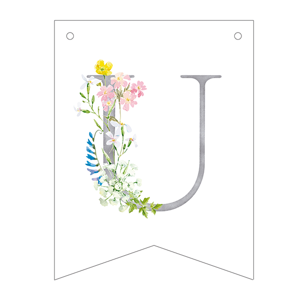 Guirnalda banderines letras flores primavera