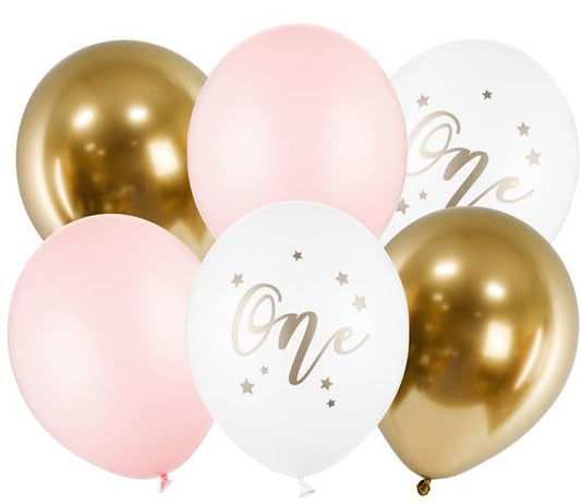 Bouquet globos Látex One Pink hinchados con helio <br> (solo Barcelona)