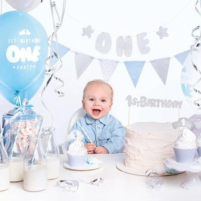 Kit deco party one azul / 33 piezas