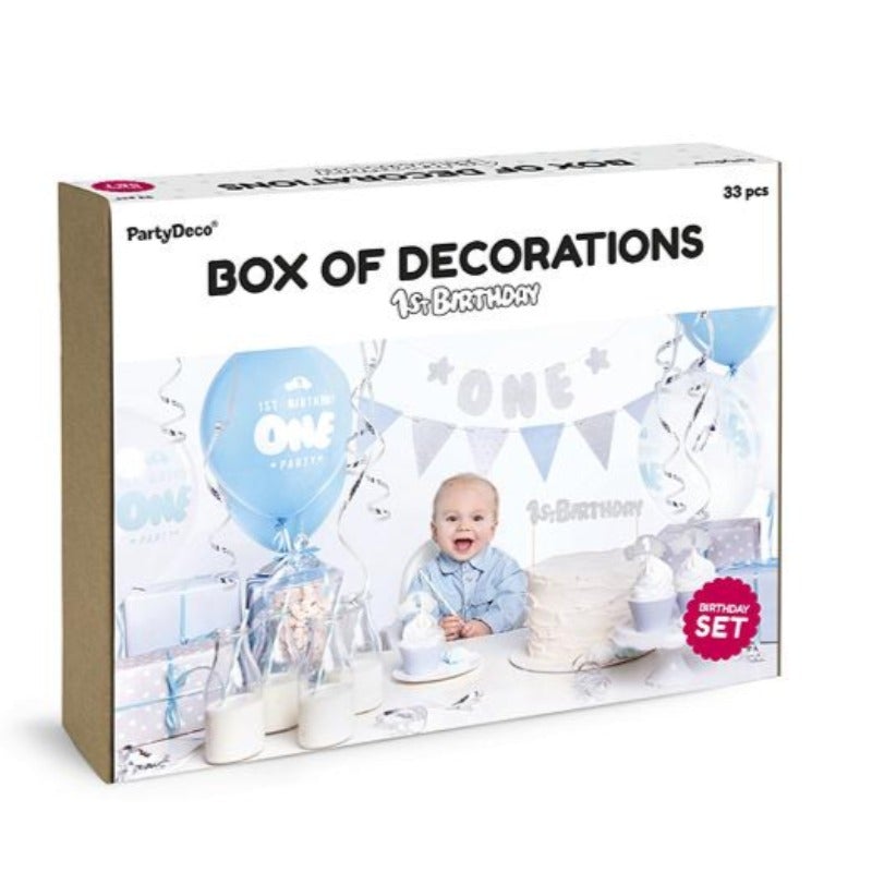 Kit deco party one azul / 33 piezas