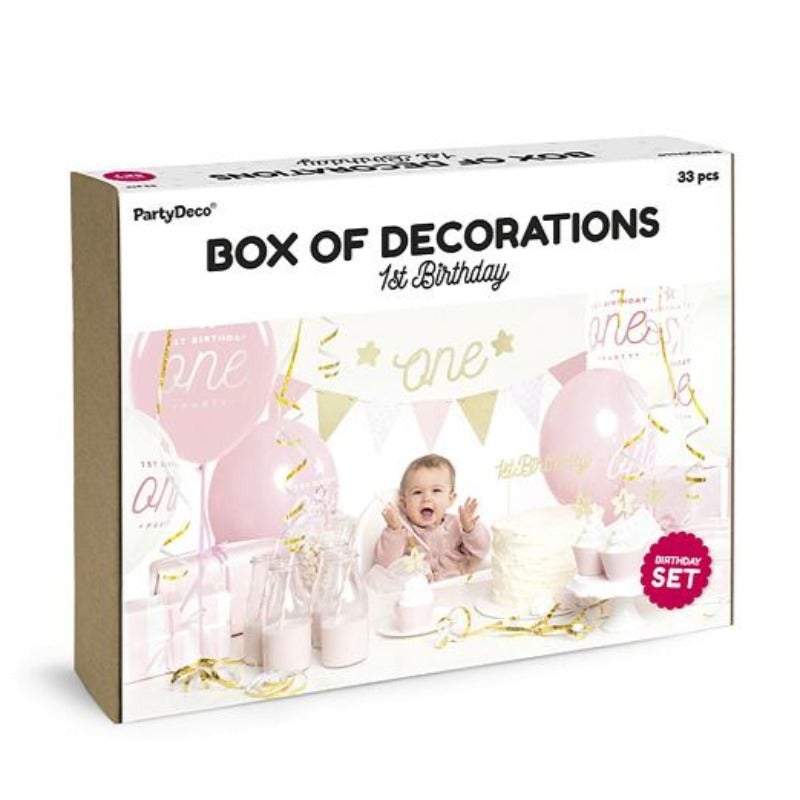 Kit deco party one rosa / 33 piezas