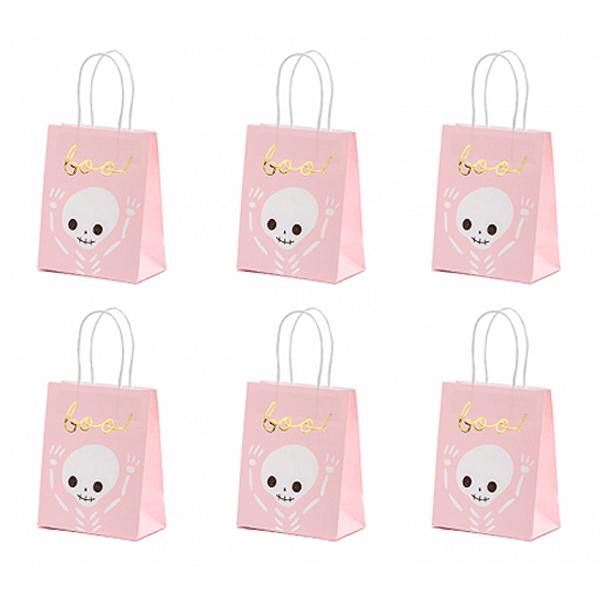 Bolsitas papel Boo! rosa / 6 uds.